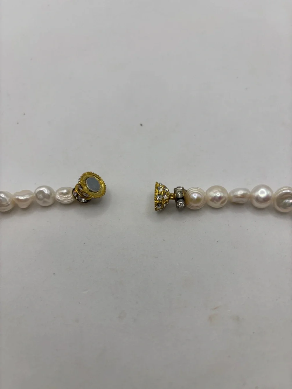 VTG Artisan necklace white freshwater baroque pearls w/orange mother of pearl - Picture 5 of 10